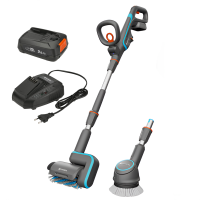 Gardena AquaBrush Universal 03/18V P - Nettoyeur de sol &agrave; batterie + Brosse - avec starter kit 18V - 2.5Ah