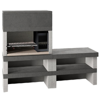 Edilmark KUBO.1 - Barbecue &agrave; bois et &agrave; charbon en ma&ccedil;onnerie - Br&ucirc;leur &agrave; droite