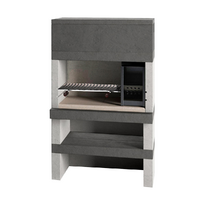 Edilmark KUBO - Barbecue &agrave; bois et &agrave; charbon en ma&ccedil;onnerie - Br&ucirc;leur &agrave; droite