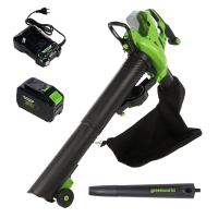 Greenworks GD48BVIIK4 - Souffleur aspirateur &agrave; batterie 48V 4Ah