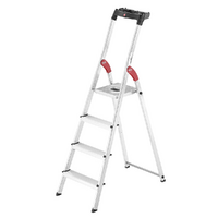 Hailo L60, 4 marches, 1.46 m - &Eacute;chelle en aluminium &agrave; tr&eacute;teaux - Ultral&eacute;g&egrave;re