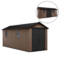 Keter Newton plus 7517/1775 - Abri de jardin - Avec porte &agrave; double battant et fen&ecirc;tres - 230 x 539 x 246 cm