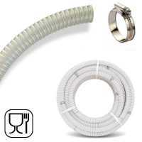 Tuyau spiral&eacute; transparent en PVC qualit&eacute; alimentaire &Oslash; 50 mm - 10m + cordon serrage