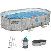 Bestway Steel Pro Max Splashview 56946 - 488x305x107 cm - Piscine ovale pour 7-8 personnes