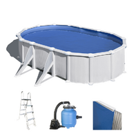 Gre Atlantis Ovale 610x375x120cm - Piscine hors sol en acier - Filtre Aqualoon