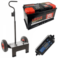 Kit complet: chariot Volpi + batterie 100 Ah + chargeur de batterie Awelco Automatic 20