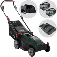 Bosch Rotak18V2-43 - Tondeuse à gazon sans fil - 2X18 V/4 Ah - Largeur de coupe 43 cm