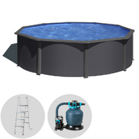 Gre Anthracite Ronde &Oslash;460 x 120 cm - Piscine hors-sol en acier