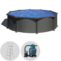 Gre Anthracite Ronde &Oslash;350 x 132 cm - Piscine hors-sol en acier
