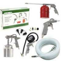 Kit accessoires pneumatiques 11 pi&egrave;ces pour compresseur - avec tuyau professionnel arm&eacute; - GeoTech