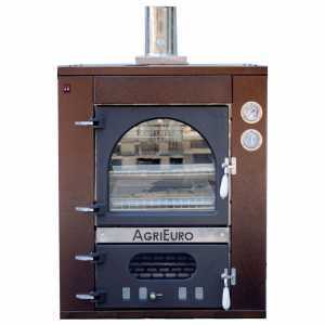 AgriEuro Medius 60 Deluxe INC - Four &agrave; bois en acier encastrable - Cuivre &eacute;maill&eacute; - Inox